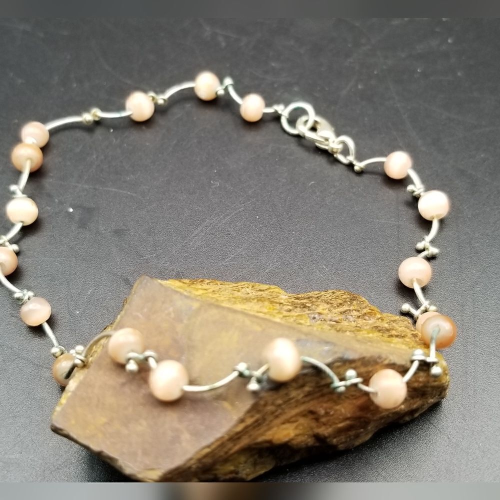 Peach moonstone garden bracelet B809